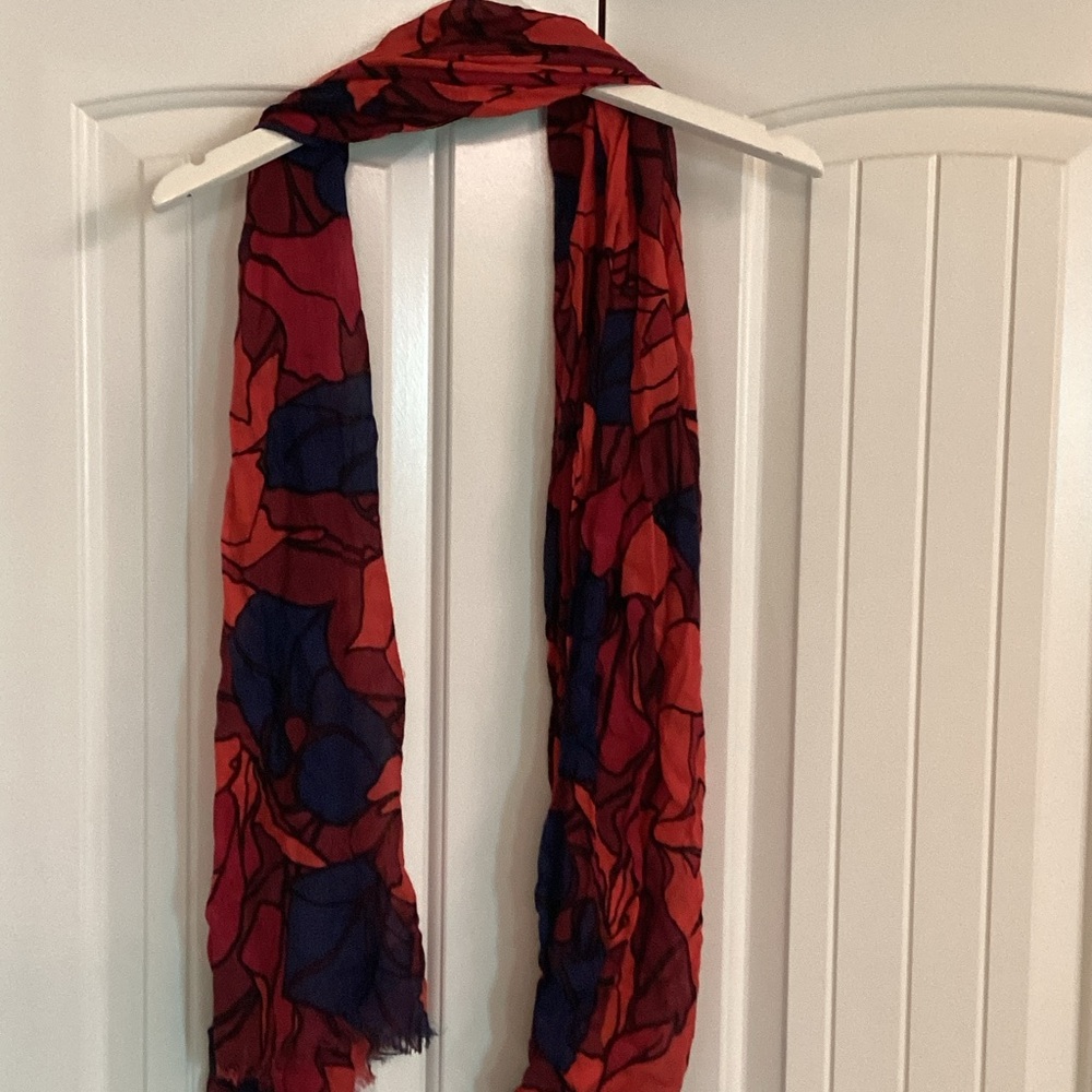Floral Red and Blue Scarf